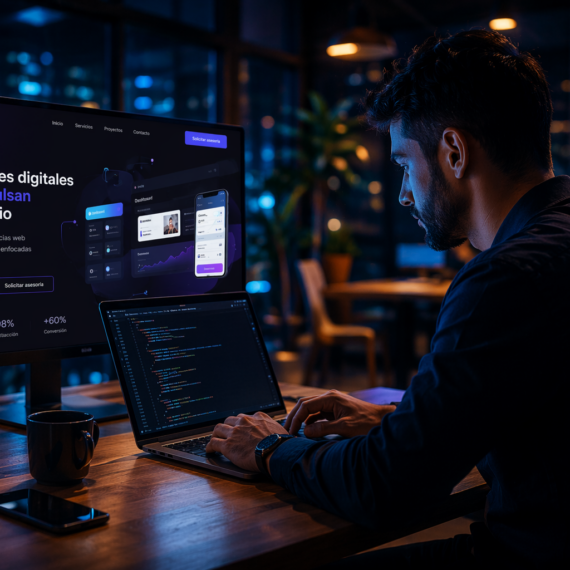 Trabajo nocturno en oficina cibernética